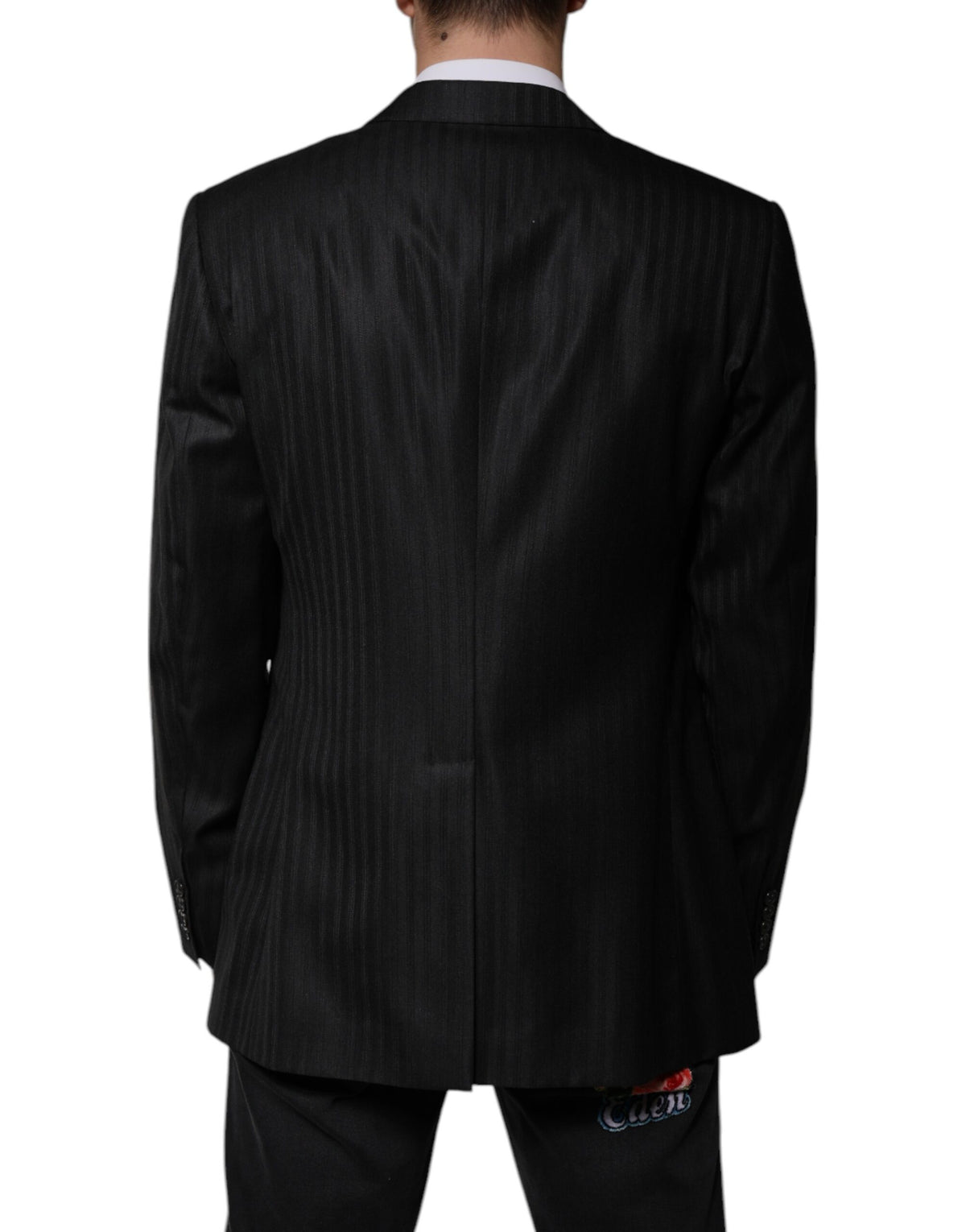 Dolce & Gabbana Men's Single Breasted Wool & Silk Blazer - Black Striped