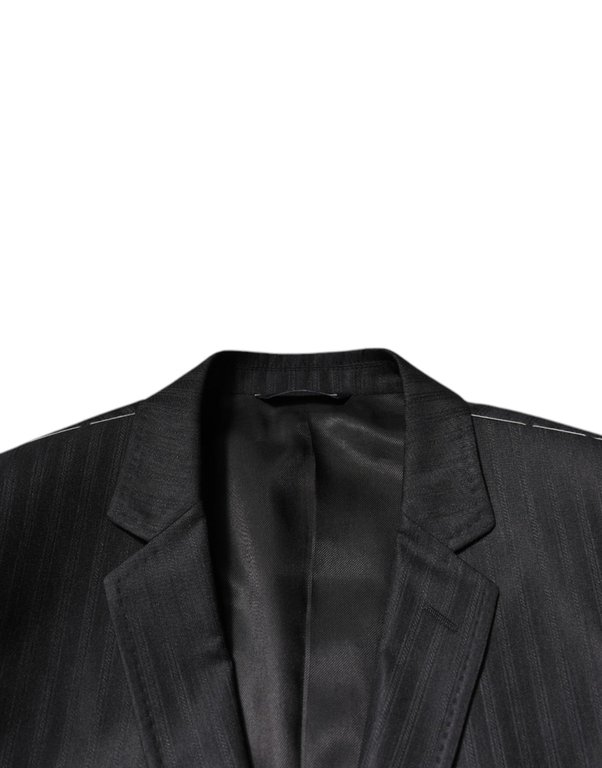 Dolce & Gabbana Men's Single Breasted Wool & Silk Blazer - Black Striped