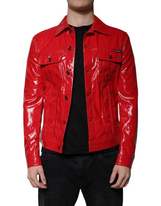 Jacket by Dolce & Gabbana for men in polyester red showcases a enveloping silhouette, artfully detailed with a enveloping and premium for a truly enveloping finish.