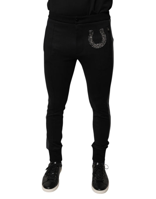Trousers by Dolce & Gabbana for men in cotton nylon & virgin wool black features an on trend silhouette, showcasing a sophisticated skinny & slim with a long and mid rise for an on trend finish.