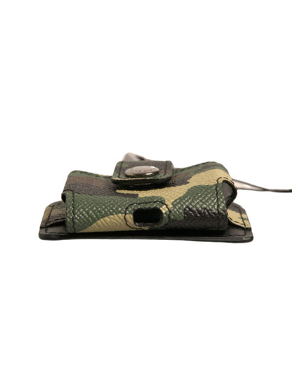 Dolce & Gabbana Leather & Metal Earbuds Carrying Case - Multicolor Camouflage