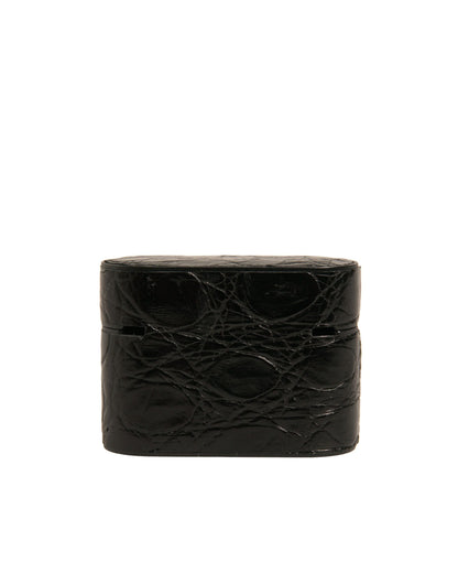 Dolce & Gabbana Caiman Leather & Metal Earbuds Carrying Case - Black