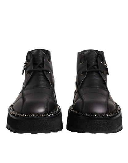 Dolce & Gabbana Men's Leather & Rubber Lace-Up Ankle Boots - Black