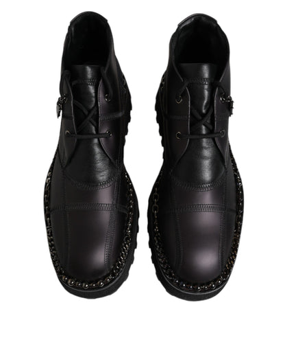 Dolce & Gabbana Men's Leather & Rubber Lace-Up Ankle Boots - Black