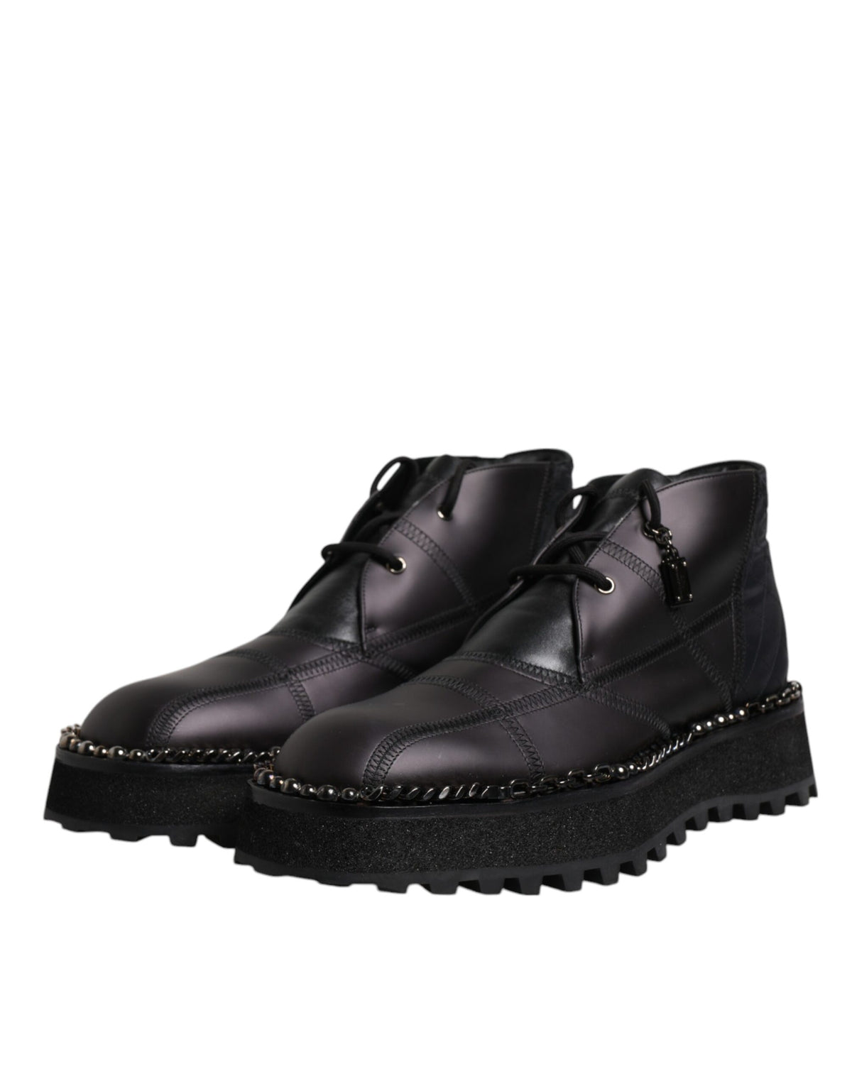 Dolce & Gabbana Men's Leather & Rubber Lace-Up Ankle Boots - Black
