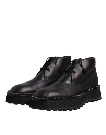Dolce & Gabbana Men's Leather & Rubber Lace-Up Ankle Boots - Black