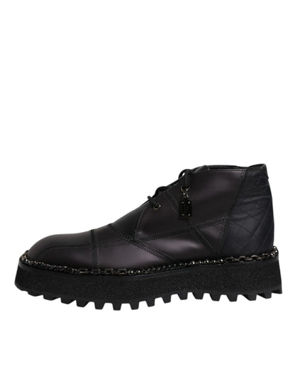 Dolce & Gabbana Men's Leather & Rubber Lace-Up Ankle Boots - Black