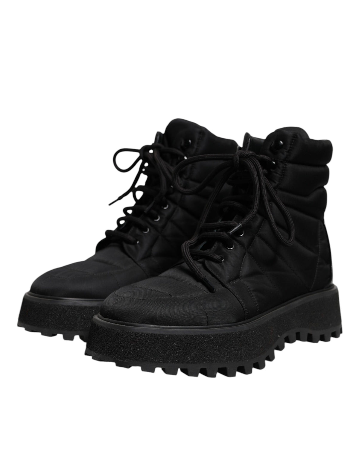 Dolce & Gabbana Men's Nylon Polyacrylic & Calf Leather Lace-Up Mid-Calf Boots - Black