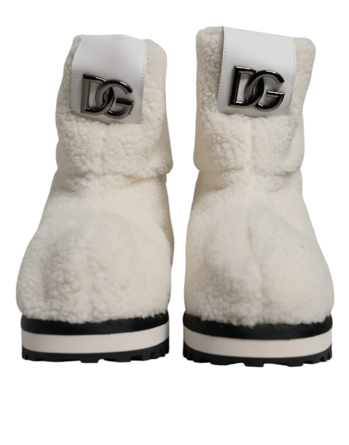 Dolce & Gabbana Men's Plush Rubber & Calf Leather Flat Mid-Calf Boots - White