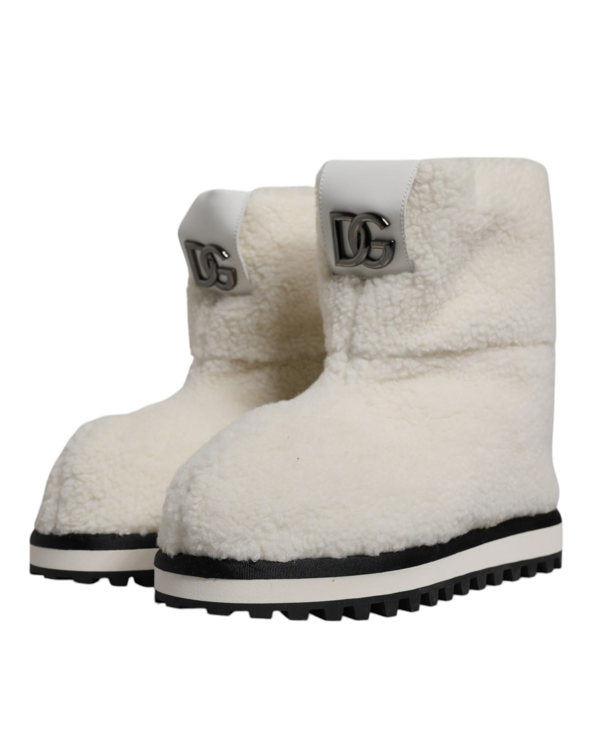 Dolce & Gabbana Men's Plush Rubber & Calf Leather Flat Mid-Calf Boots - White