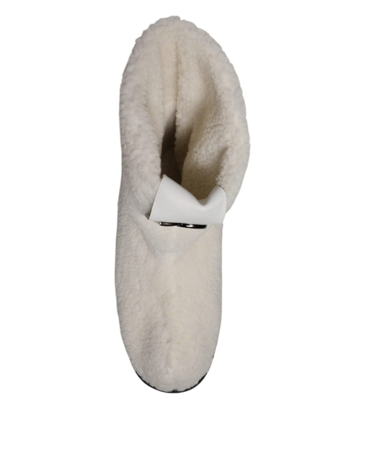 Dolce & Gabbana Men's Plush Rubber & Calf Leather Flat Mid-Calf Boots - White