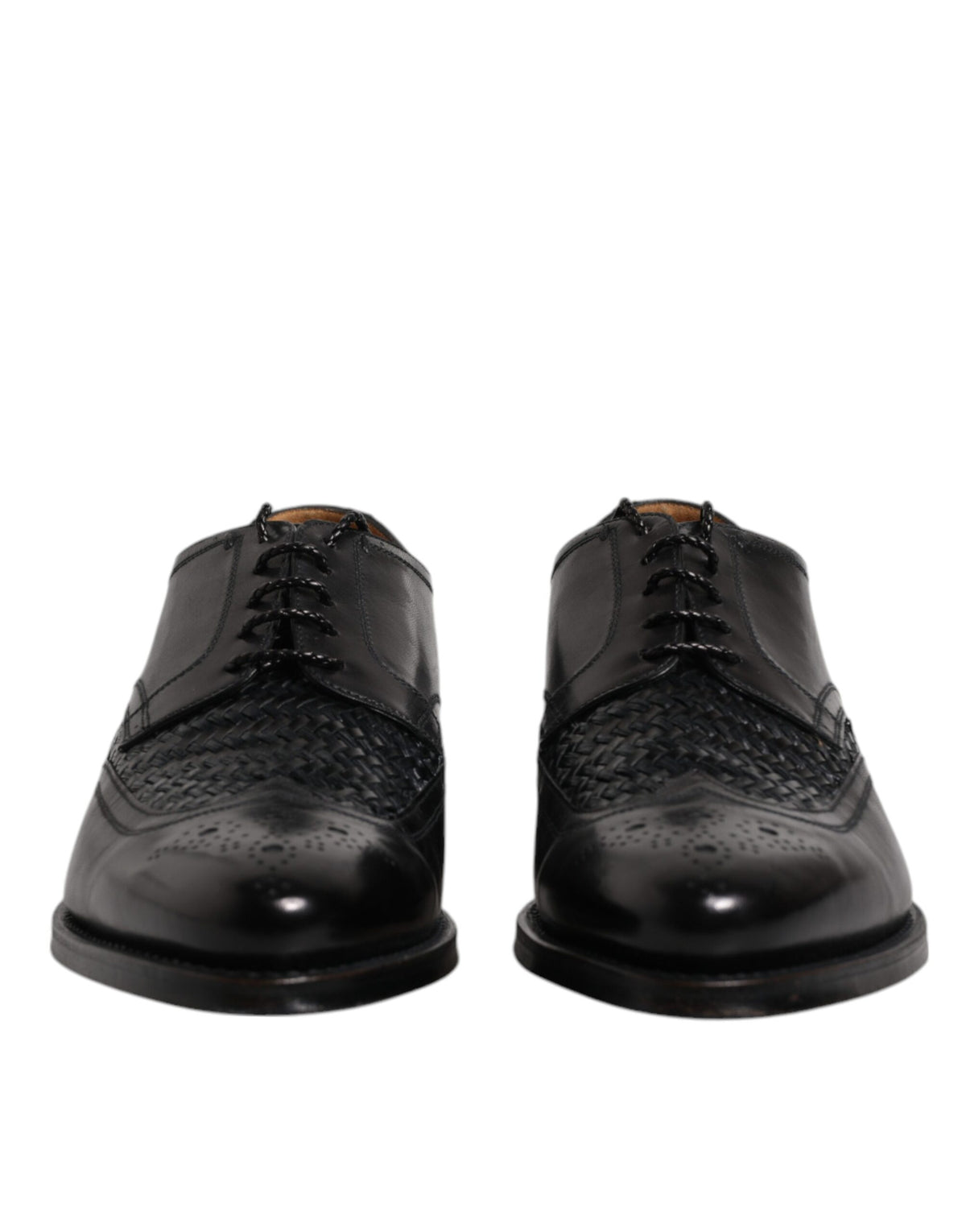 Dolce & Gabbana Men's Goatskin Leather & Viscose Derby Lace-Up Shoes - Black
