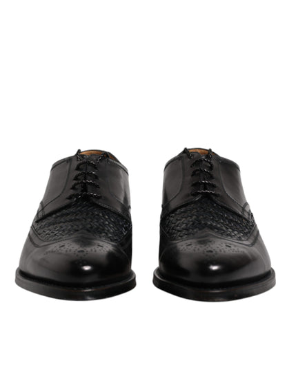 Dolce & Gabbana Men's Goatskin Leather & Viscose Derby Lace-Up Shoes - Black