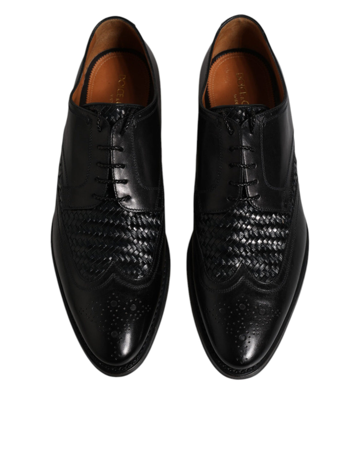 Dolce & Gabbana Men's Goatskin Leather & Viscose Derby Lace-Up Shoes - Black