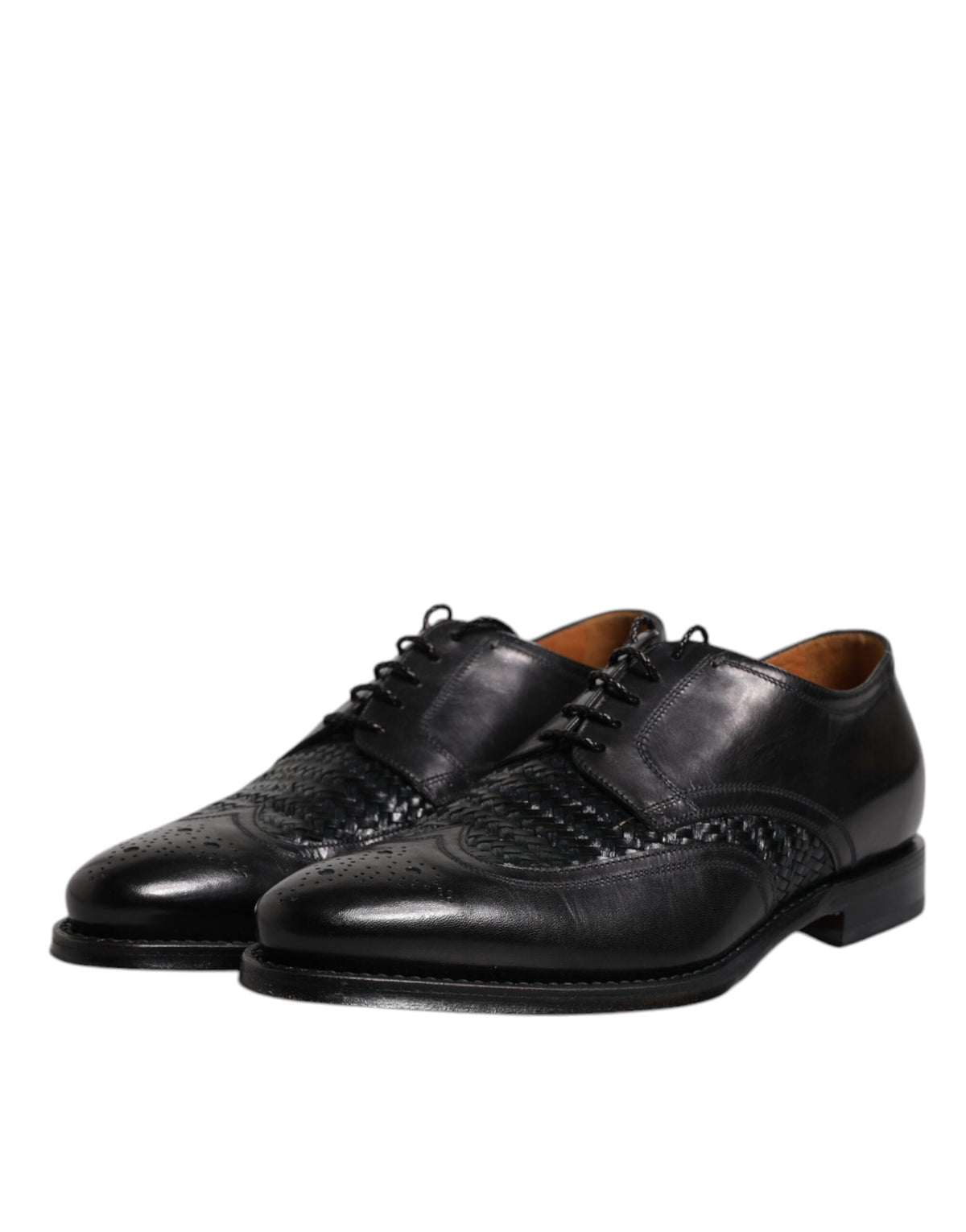 Dolce & Gabbana Men's Goatskin Leather & Viscose Derby Lace-Up Shoes - Black