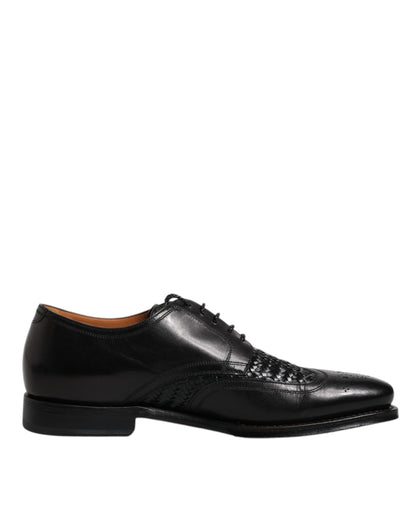 Dolce & Gabbana Men's Goatskin Leather & Viscose Derby Lace-Up Shoes - Black