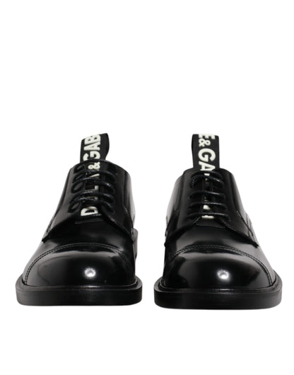 Dolce & Gabbana Men's Calf Leather & Patent Derby Lace-Up Shoes - Black