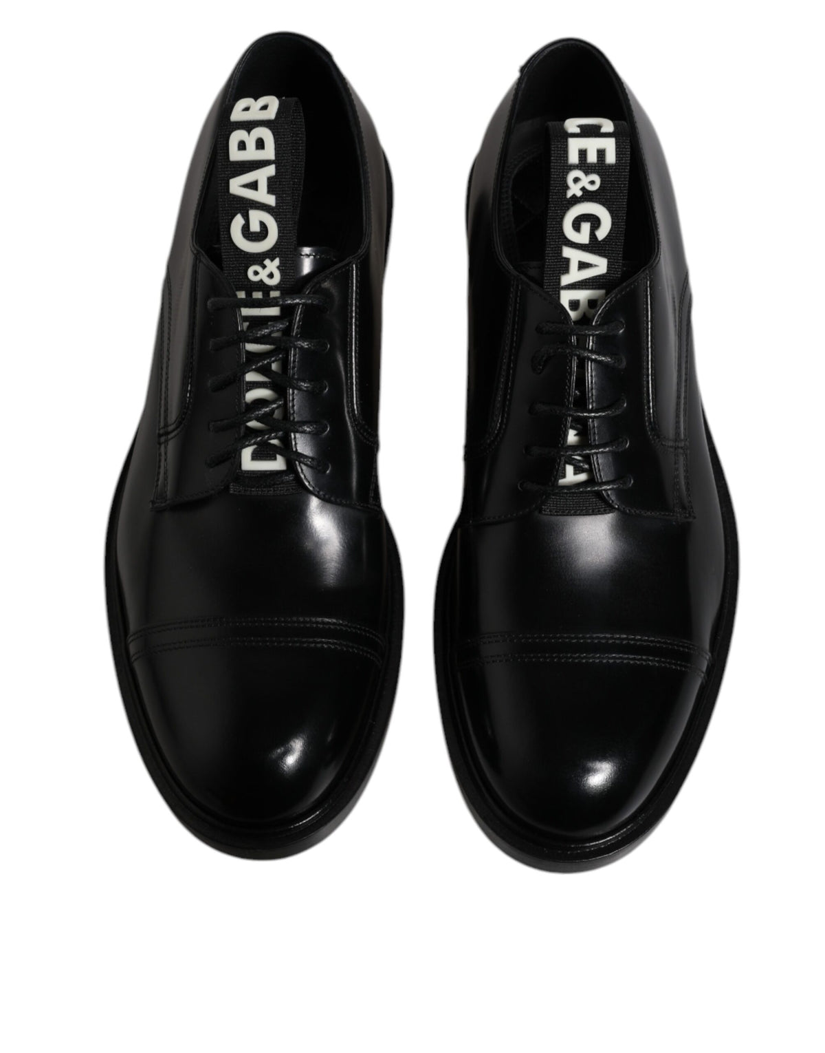 Dolce & Gabbana Men's Calf Leather & Patent Derby Lace-Up Shoes - Black