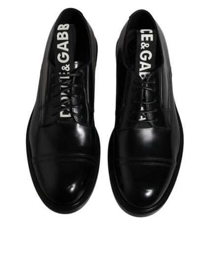 Dolce & Gabbana Men's Calf Leather & Patent Derby Lace-Up Shoes - Black