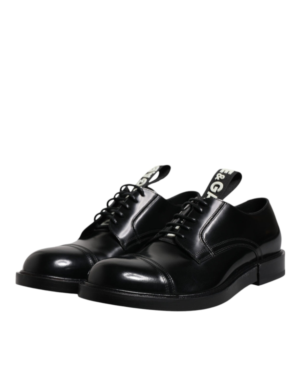 Dolce & Gabbana Men's Calf Leather & Patent Derby Lace-Up Shoes - Black