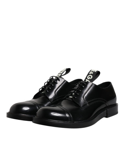 Dolce & Gabbana Men's Calf Leather & Patent Derby Lace-Up Shoes - Black