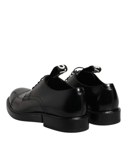 Dolce & Gabbana Men's Calf Leather & Patent Derby Lace-Up Shoes - Black