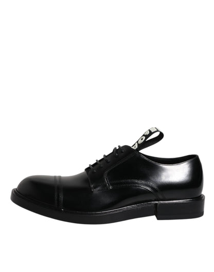 Dolce & Gabbana Men's Calf Leather & Patent Derby Lace-Up Shoes - Black
