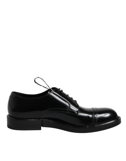 Dolce & Gabbana Men's Calf Leather & Patent Derby Lace-Up Shoes - Black