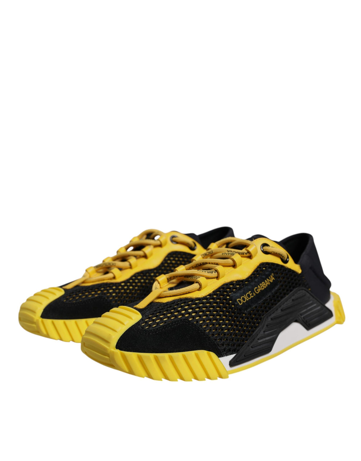 Dolce & Gabbana Men's Low Top Nylon Polyester & Duck Down Sneakers - Black Yellow