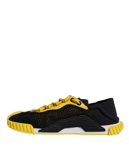 Dolce & Gabbana Men's Low Top Nylon Polyester & Duck Down Sneakers - Black Yellow