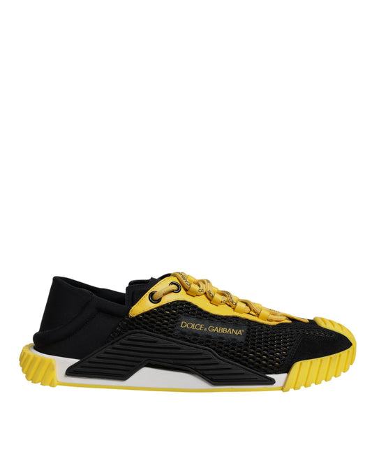 Dolce & Gabbana Men's Low Top Nylon Polyester & Duck Down Sneakers - Black Yellow