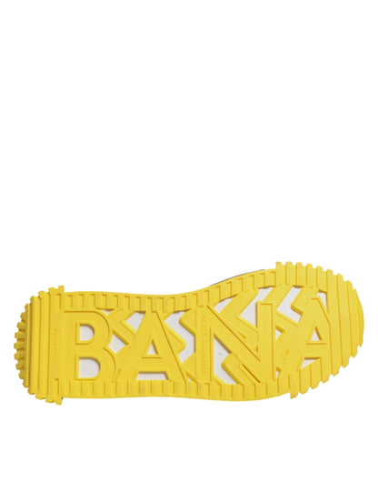 Dolce & Gabbana Men's Low Top Nylon Polyester & Duck Down Sneakers - Black Yellow