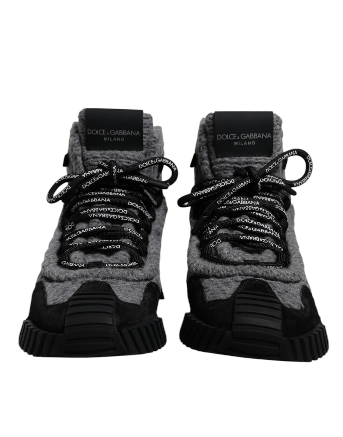 Lace-Up Shoes by Dolce & Gabbana for women in pvc calf leather cotton nylon & wool black & gray showcases a resplendent Women's PVC Calf Leather Cotton Nylon & Wool Lace-Up Shoes aesthetic, defined by its resplendent and elegant .