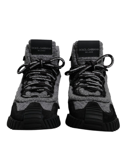 Lace-Up Shoes by Dolce & Gabbana for women in pvc calf leather cotton nylon & wool black & gray showcases a resplendent Women's PVC Calf Leather Cotton Nylon & Wool Lace-Up Shoes aesthetic, defined by its resplendent and elegant .