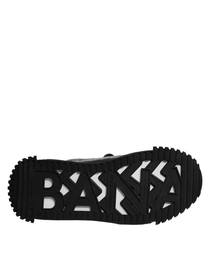 Lace-Up Shoes by Dolce & Gabbana for women in pvc calf leather cotton nylon & wool black & gray features an ergonomic silhouette, perfectly showcasing Women's PVC Calf Leather Cotton Nylon & Wool Lace-Up Shoes with its distinct and elegant .