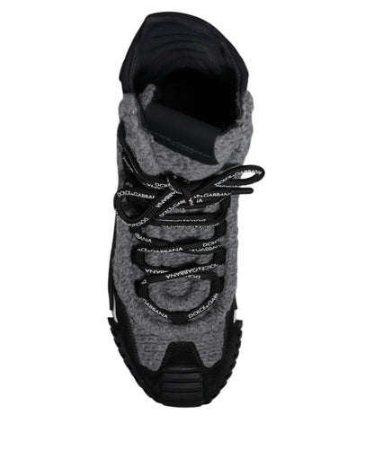 Lace-Up Shoes by Dolce & Gabbana for women in pvc calf leather cotton nylon & wool black & gray showcases a resplendent Women's PVC Calf Leather Cotton Nylon & Wool Lace-Up Shoes aesthetic, defined by its resplendent and elegant .