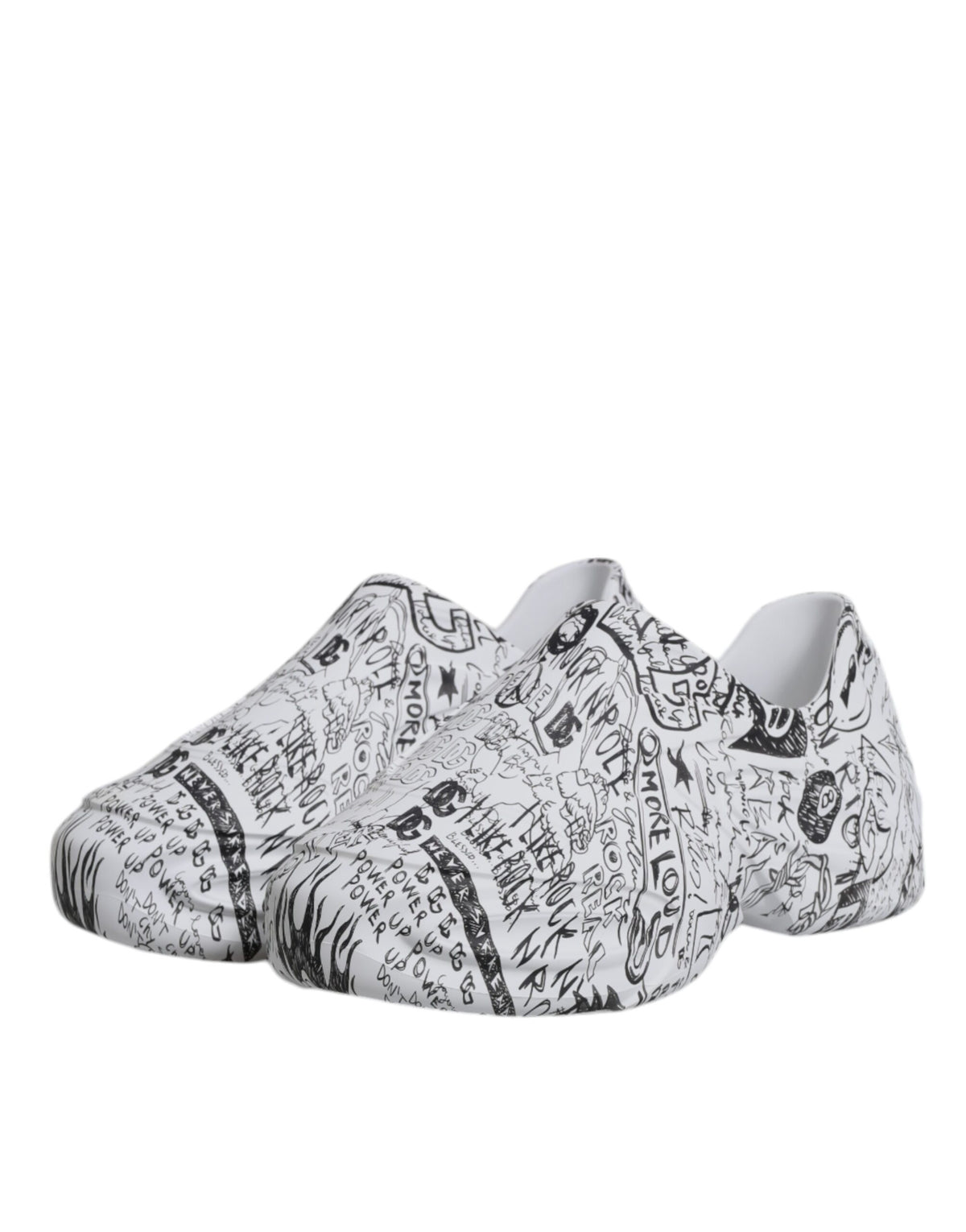 Dolce & Gabbana Men's Low Top Calf Leather & Rubber Sneakers - Black White