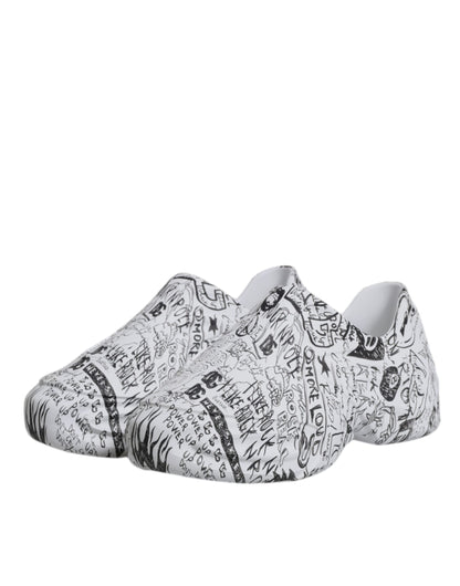 Dolce & Gabbana Men's Low Top Calf Leather & Rubber Sneakers - Black White