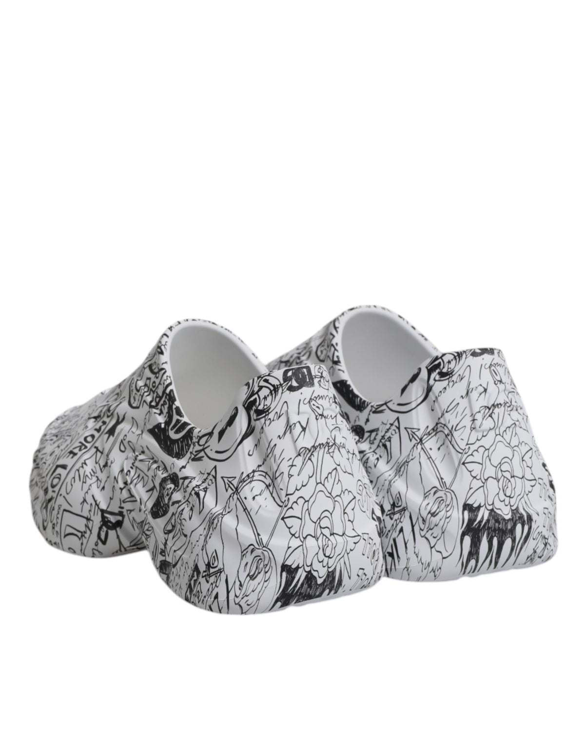 Dolce & Gabbana Men's Low Top Calf Leather & Rubber Sneakers - Black White