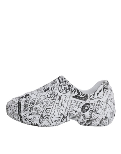 Dolce & Gabbana Men's Low Top Calf Leather & Rubber Sneakers - Black White