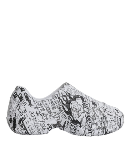 Dolce & Gabbana Men's Low Top Calf Leather & Rubber Sneakers - Black White