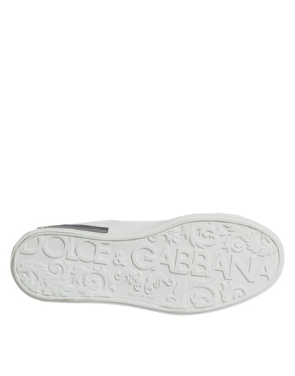 Dolce & Gabbana Men's Fashion Calfskin Crocodile Leather & Rubber Sneakers - Black White