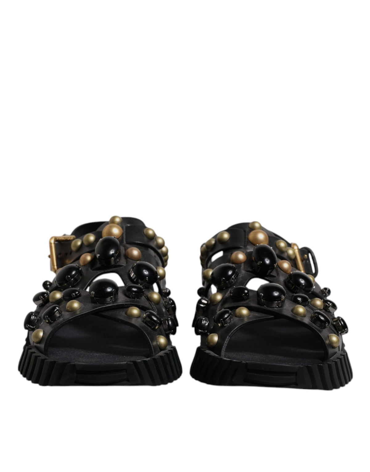 Dolce & Gabbana Men's Calfskin Leather Slider Sandals - Black