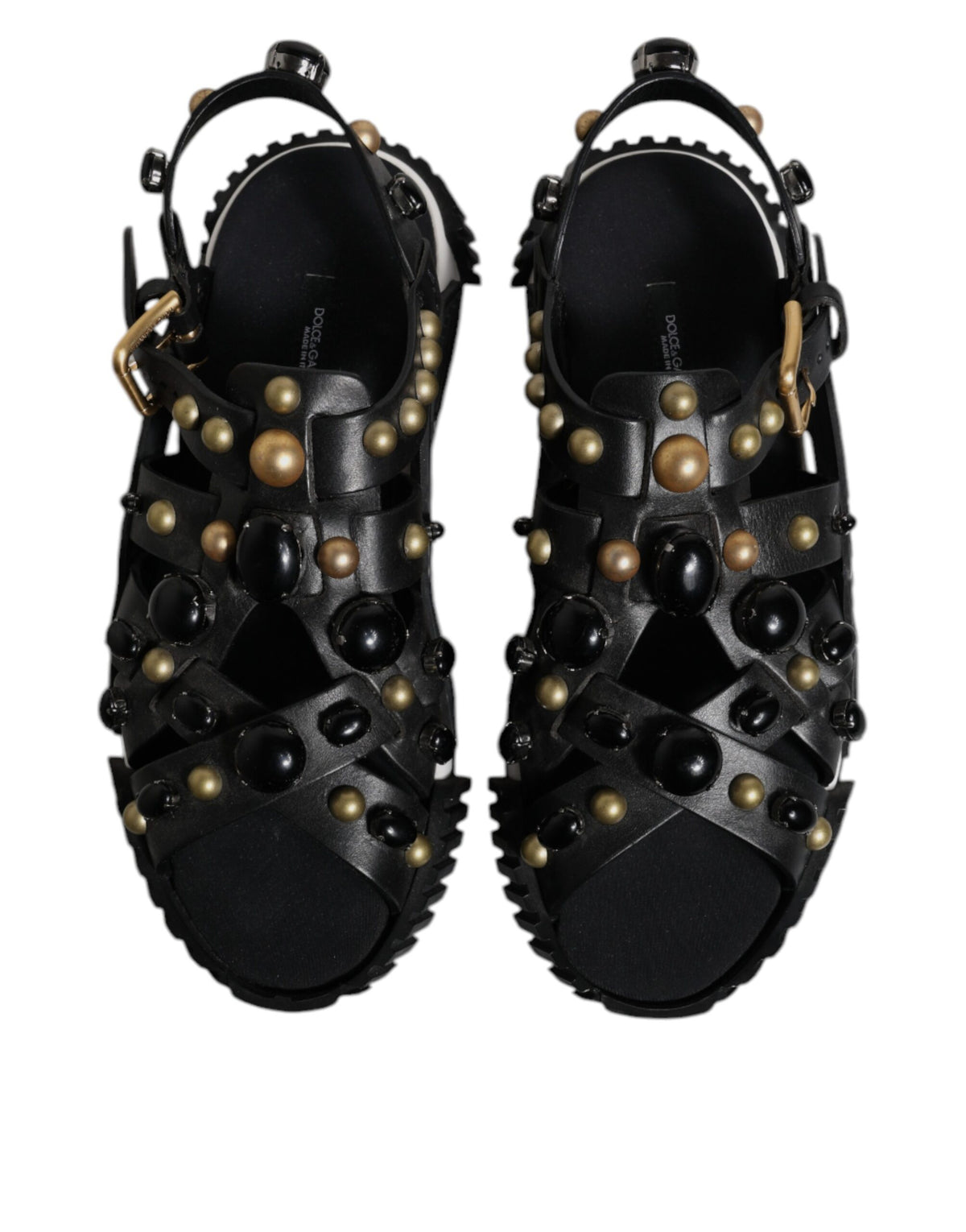 Dolce & Gabbana Men's Calfskin Leather Slider Sandals - Black