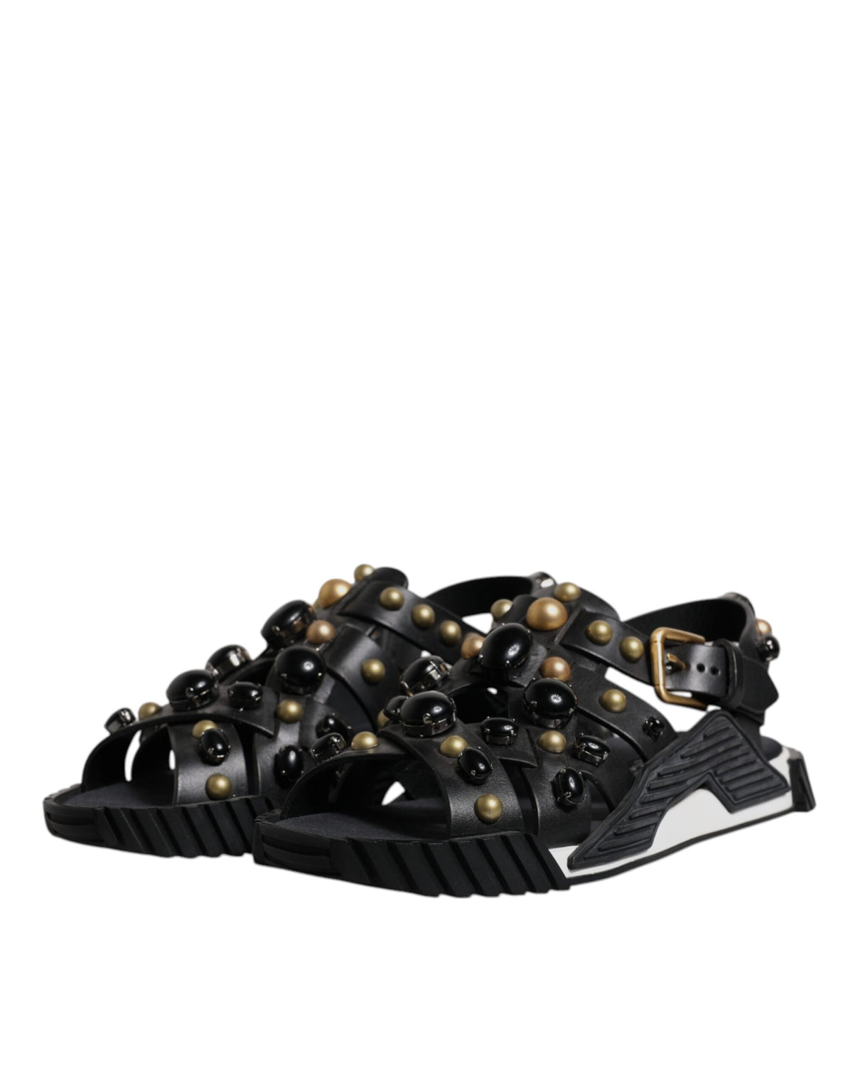 Dolce & Gabbana Men's Calfskin Leather Slider Sandals - Black