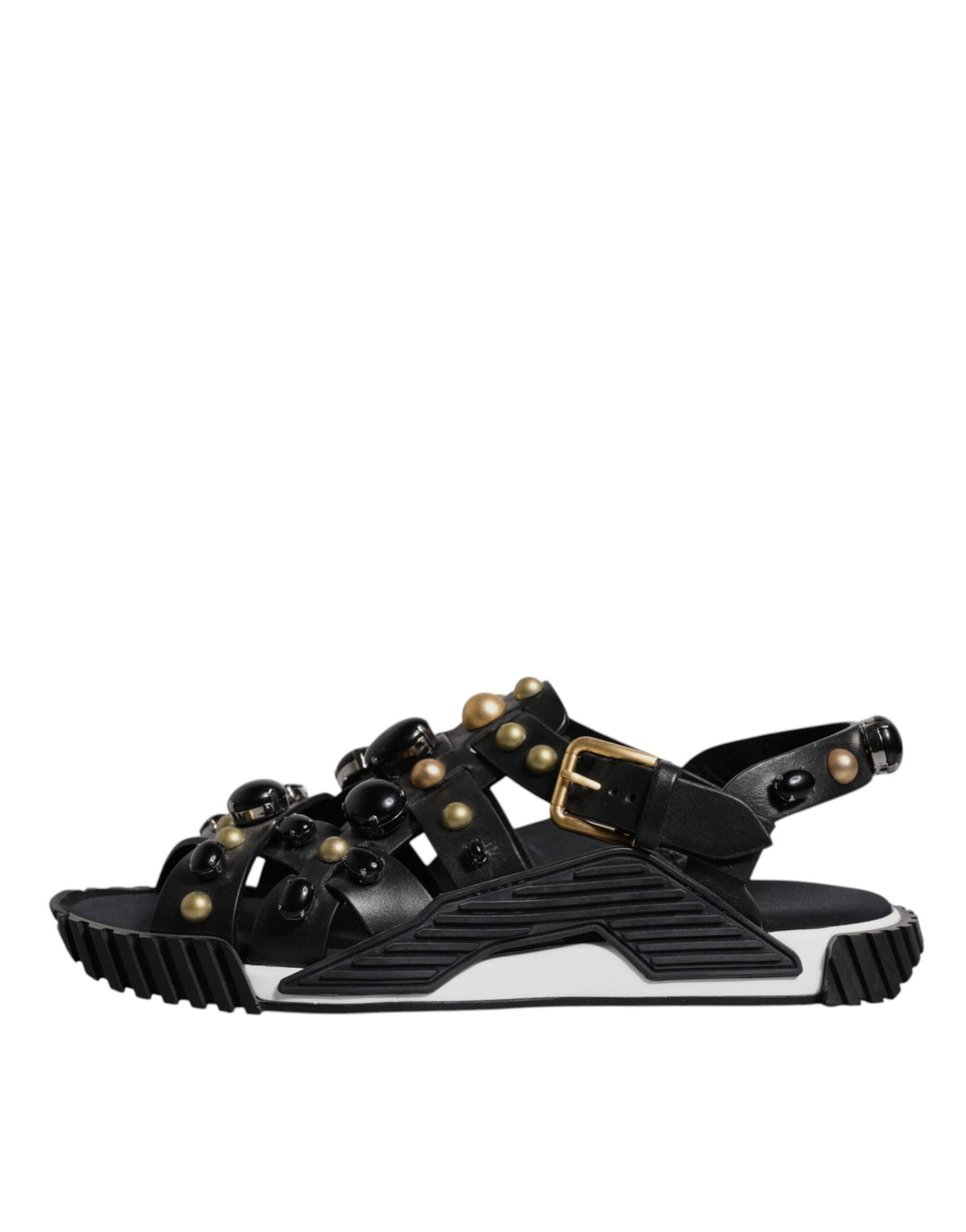 Dolce & Gabbana Men's Calfskin Leather Slider Sandals - Black