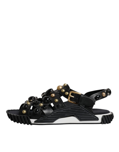 Dolce & Gabbana Men's Calfskin Leather Slider Sandals - Black
