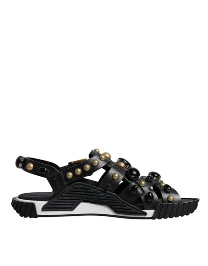 Dolce & Gabbana Men's Calfskin Leather Slider Sandals - Black