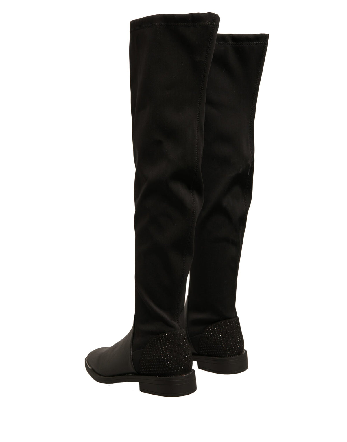 MY TWIN Women's Suede Leather Flat High Knee-High Boots - Black