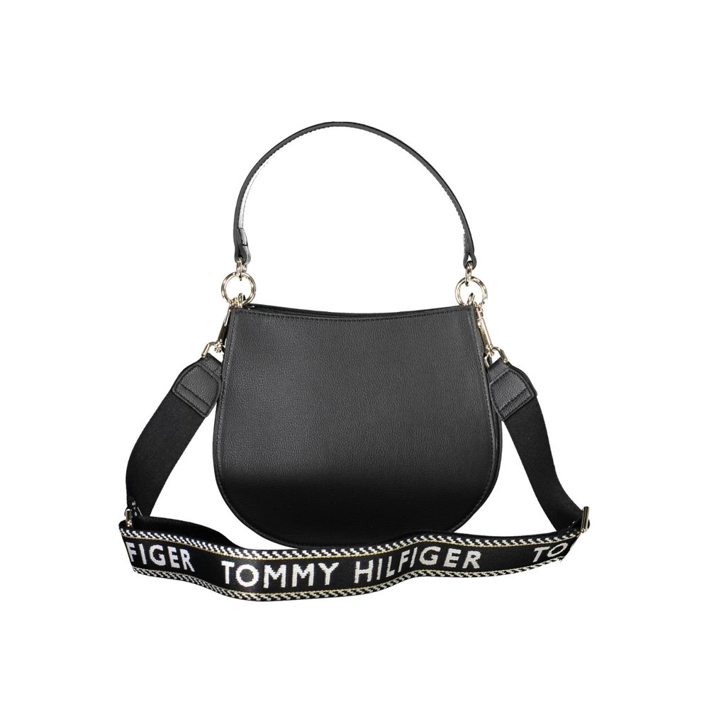 Tommy Hilfiger Black Polyester Leather Effect Convertible Handbag